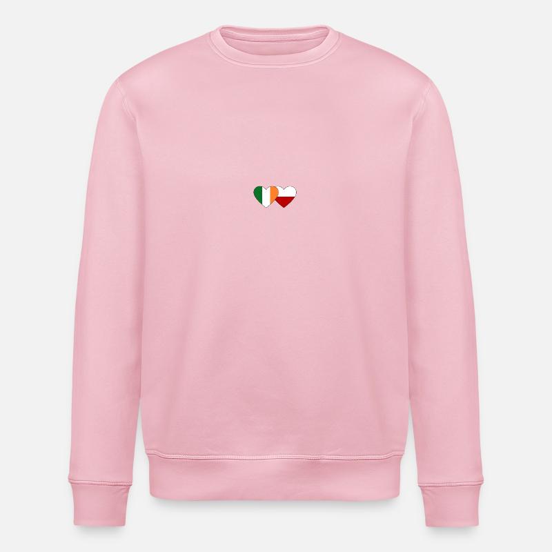 Drapeau de l’Irlande Pologne Coeur - Sweat bio ROLLER Stanley/Stella Unisexe - rose pâle