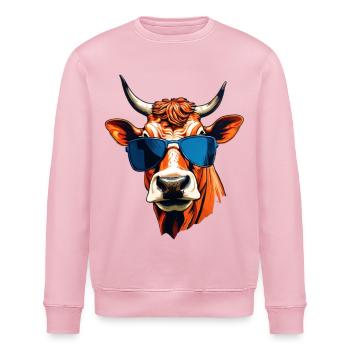 Cooler Bullenkopf mit Sonnenbrille - Stanley/Stella Unisex Bio-Sweatshirt ROLLER - Hellrosa - Vorne - Nik (191cm)