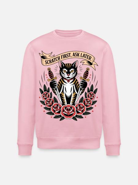 Erste Katze kratzen - Stanley/Stella Unisex Bio-Sweatshirt ROLLER - Hellrosa