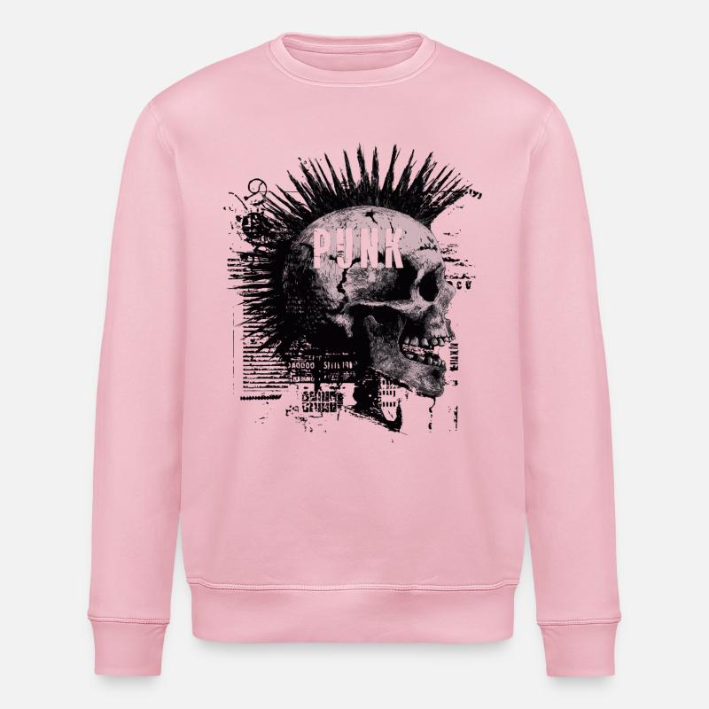 Punkrock Mohawk Schädel - Stanley/Stella Unisex Bio-Sweatshirt ROLLER - Hellrosa