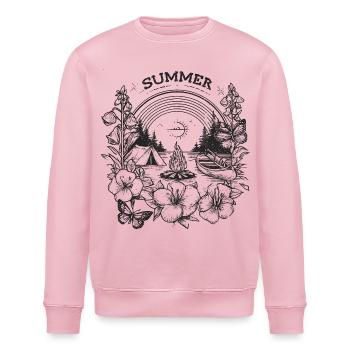 SUMMER - Camping Motiv mit Lagerfeuer und Kanu - Stanley/Stella Unisex Bio-Sweatshirt ROLLER - Hellrosa - Vorne - Nik (191cm)