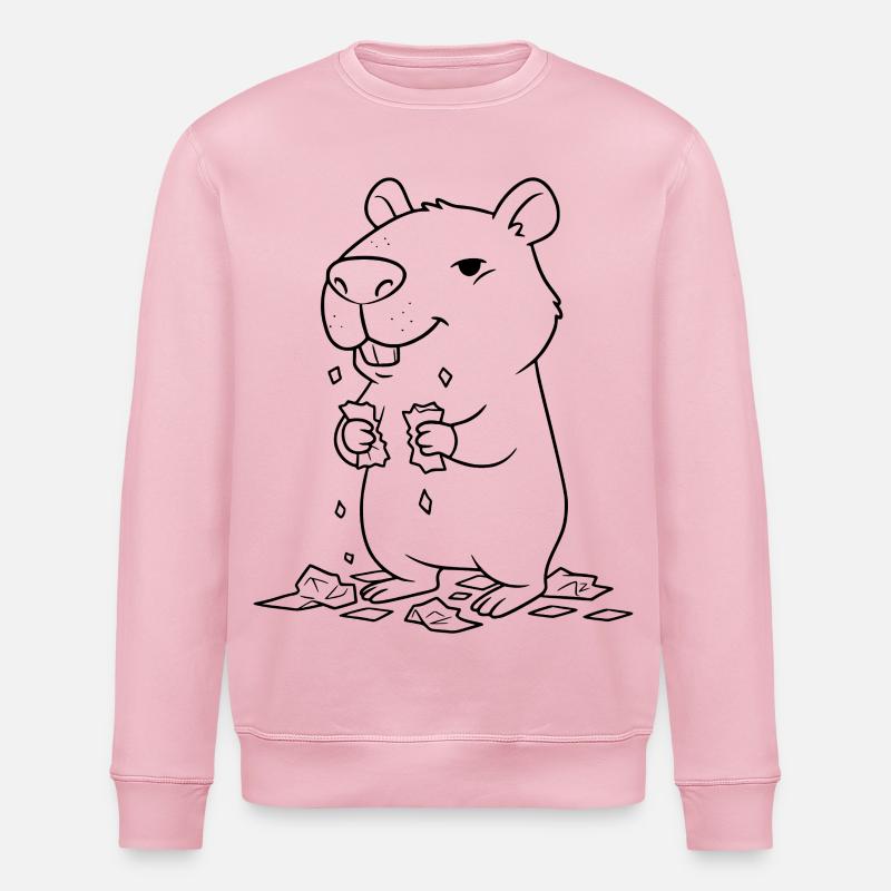Capybara eats homework - Stanley/Stella ROLLER Unisex Organic Sweatshirt - cotton pink