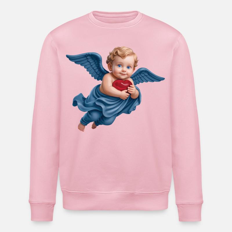 CUPID CHERUB #1 – Frieden & Liebe - Stanley/Stella Unisex Bio-Sweatshirt ROLLER - Hellrosa