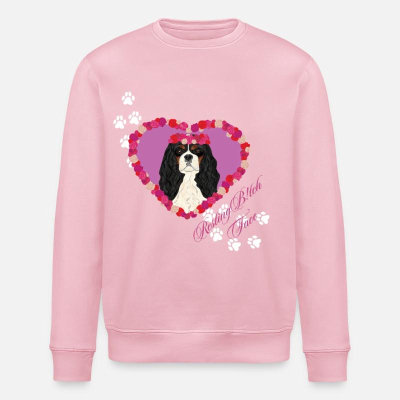 Resting B!tch Face Cavalier King - Stanley/Stella ROLLER Unisex Organic Sweatshirt - cotton pink