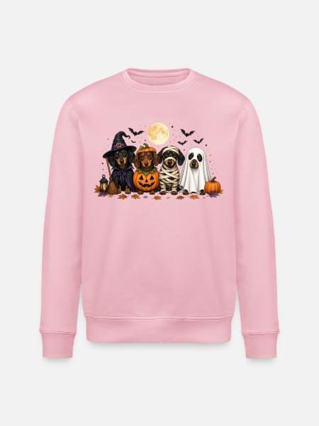 Halloween Dackel Hexe Kürbis Mumie Geist - Stanley/Stella Unisex Bio-Sweatshirt ROLLER - Hellrosa