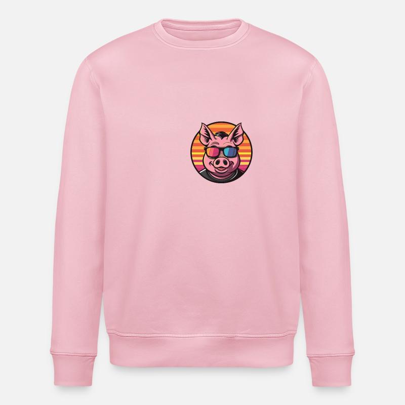 Schwein Comic Cool Sommer - Stanley/Stella Unisex Bio-Sweatshirt ROLLER - Hellrosa
