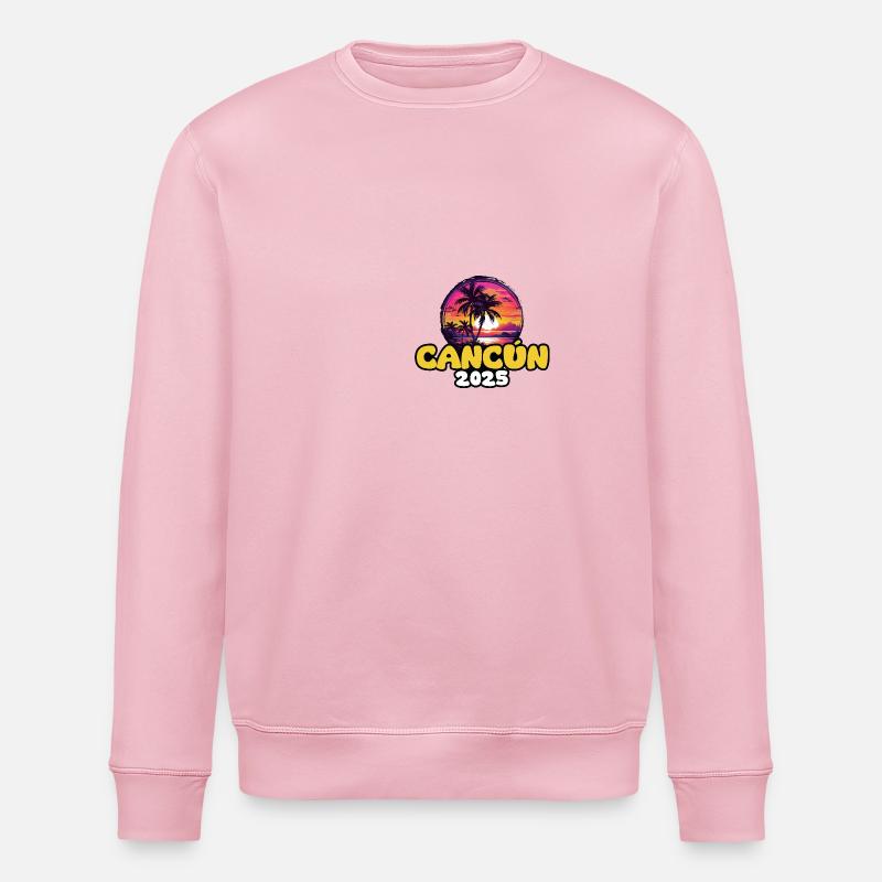 Cancun 2025 Palmen Bunt - Stanley/Stella Unisex Bio-Sweatshirt ROLLER - Hellrosa