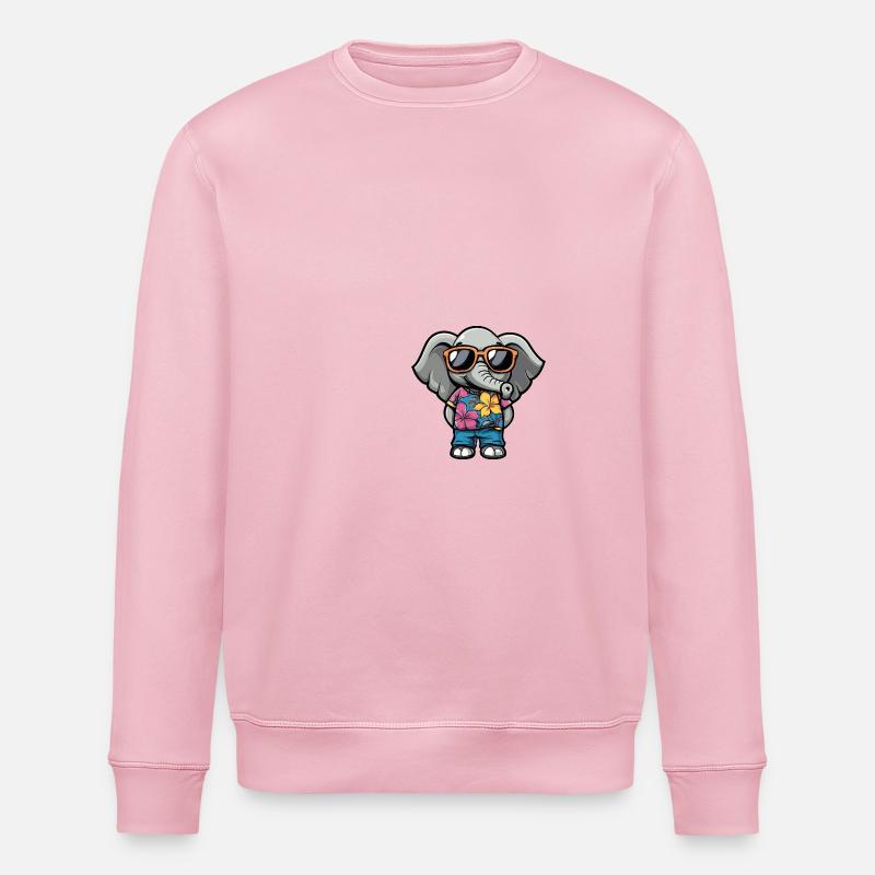 Elefant Comic Urlaub - Stanley/Stella Unisex Bio-Sweatshirt ROLLER - Hellrosa