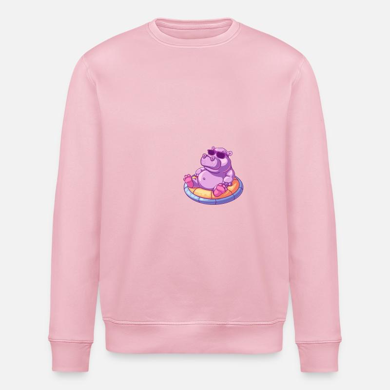Hippopotame Bande Dessinée Cool - Sweat bio ROLLER Stanley/Stella Unisexe - rose pâle
