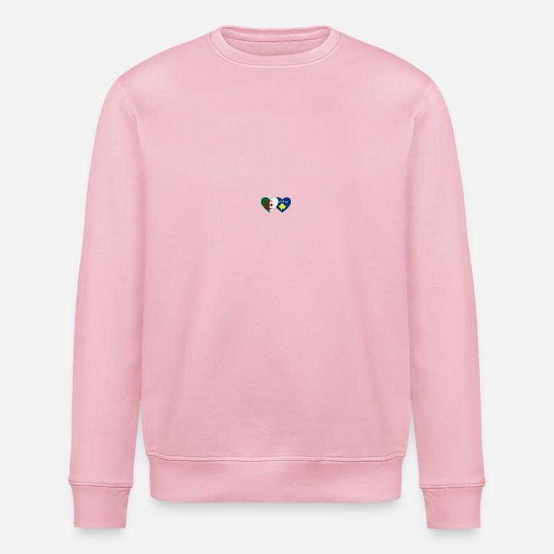 Algerien Kosovo Flagge Herz - Stanley/Stella Unisex Bio-Sweatshirt ROLLER - Hellrosa