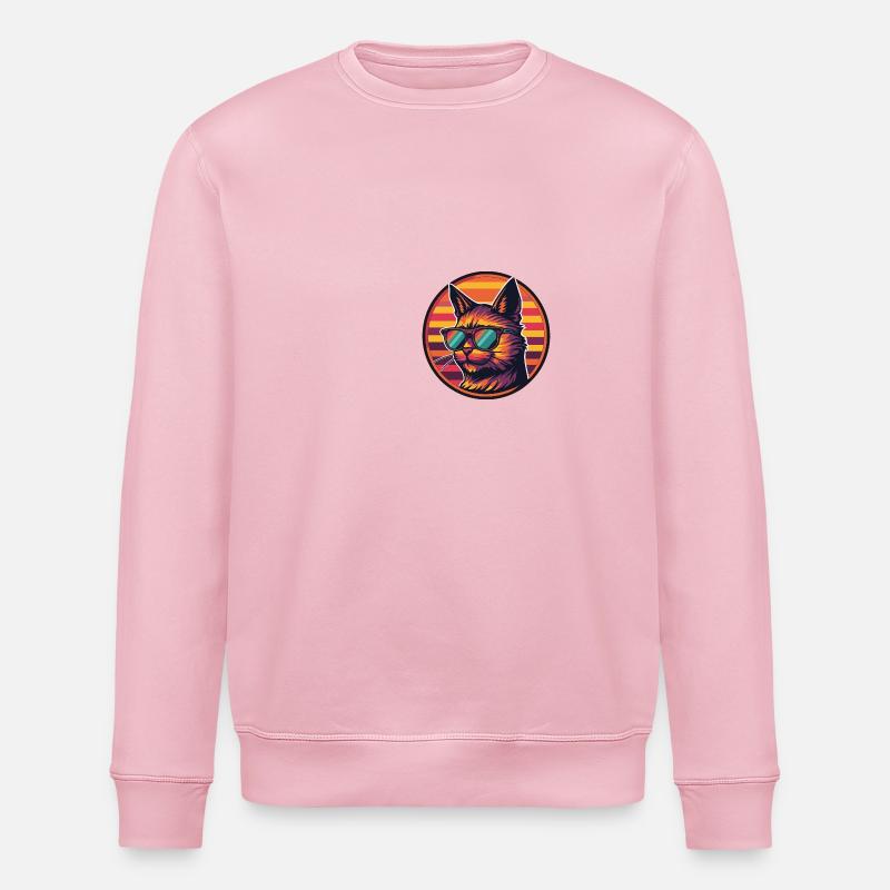Cat Comic Cool Summer - Stanley/Stella ROLLER Unisex Organic Sweatshirt - cotton pink