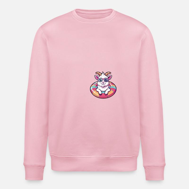 Bergziege Comic Cool - Stanley/Stella Unisex Bio-Sweatshirt ROLLER - Hellrosa