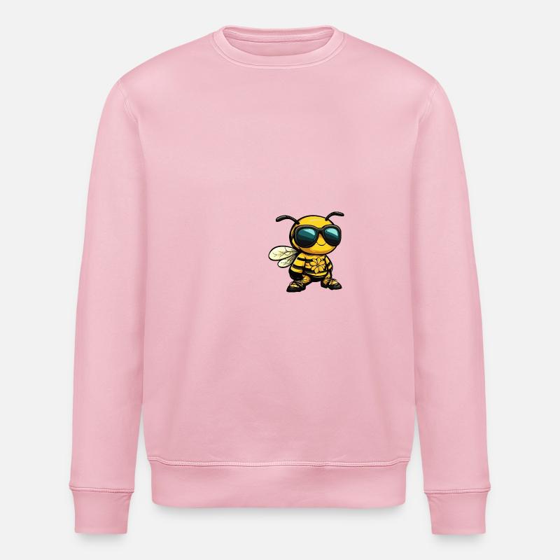 Bee Comic Holiday - Stanley/Stella ROLLER Unisex Organic Sweatshirt - cotton pink