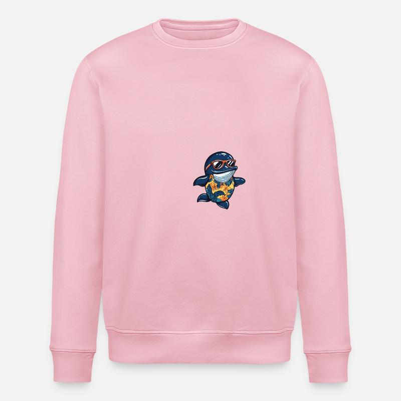 Baleine Bande dessinée Vacances - Sweat bio ROLLER Stanley/Stella Unisexe - rose pâle