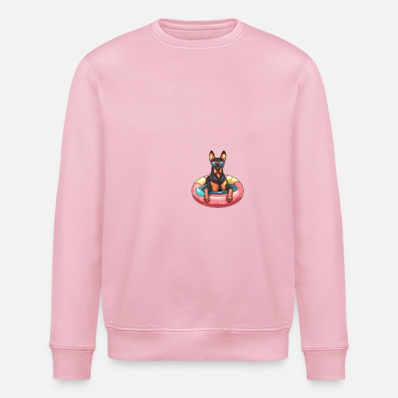 Dobermann Hund Comic Cool - Stanley/Stella Unisex Bio-Sweatshirt ROLLER - Hellrosa