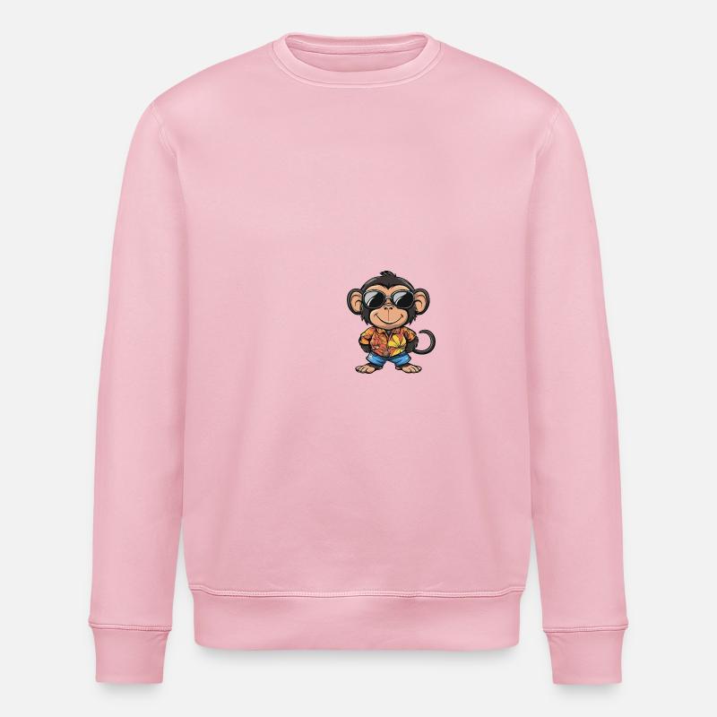 Monkey Comic Vacation - Stanley/Stella ROLLER Unisex Organic Sweatshirt - cotton pink