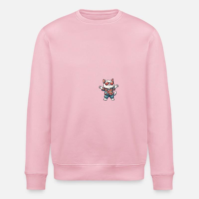 Katze Comic Urlaub - Stanley/Stella Unisex Bio-Sweatshirt ROLLER - Hellrosa
