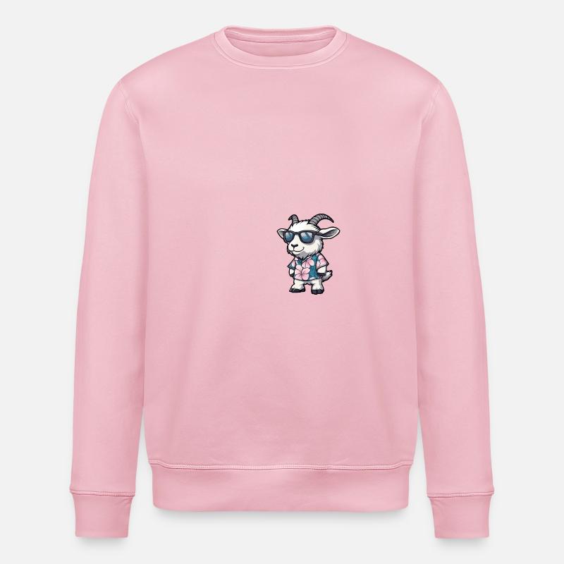 Bergziege Comic Urlaub - Stanley/Stella Unisex Bio-Sweatshirt ROLLER - Hellrosa