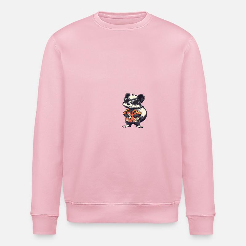 Skunk Comic Holiday - Stanley/Stella ROLLER Unisex Organic Sweatshirt - cotton pink