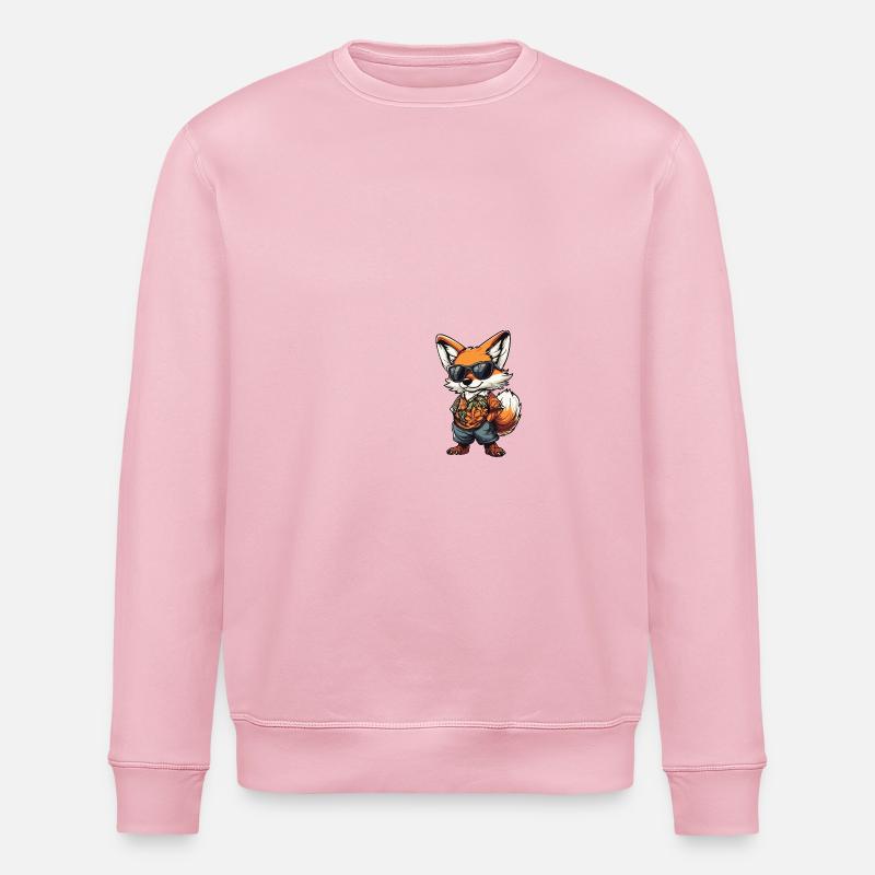 Fox Comic Holiday - Stanley/Stella ROLLER Unisex Organic Sweatshirt - cotton pink