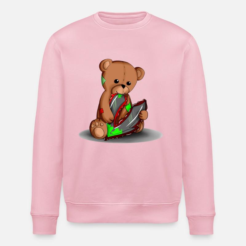Teddy with logo - Stanley/Stella ROLLER Unisex Organic Sweatshirt - cotton pink