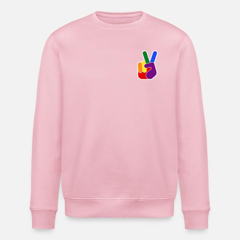 Rainbow Vsign Handdesign - Stanley/Stella Unisex Bio-Sweatshirt ROLLER - Hellrosa