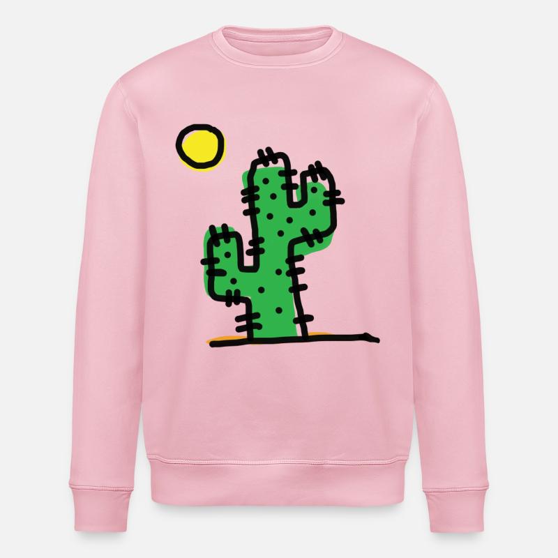 Single cactus - Stanley/Stella ROLLER Unisex Organic Sweatshirt - cotton pink