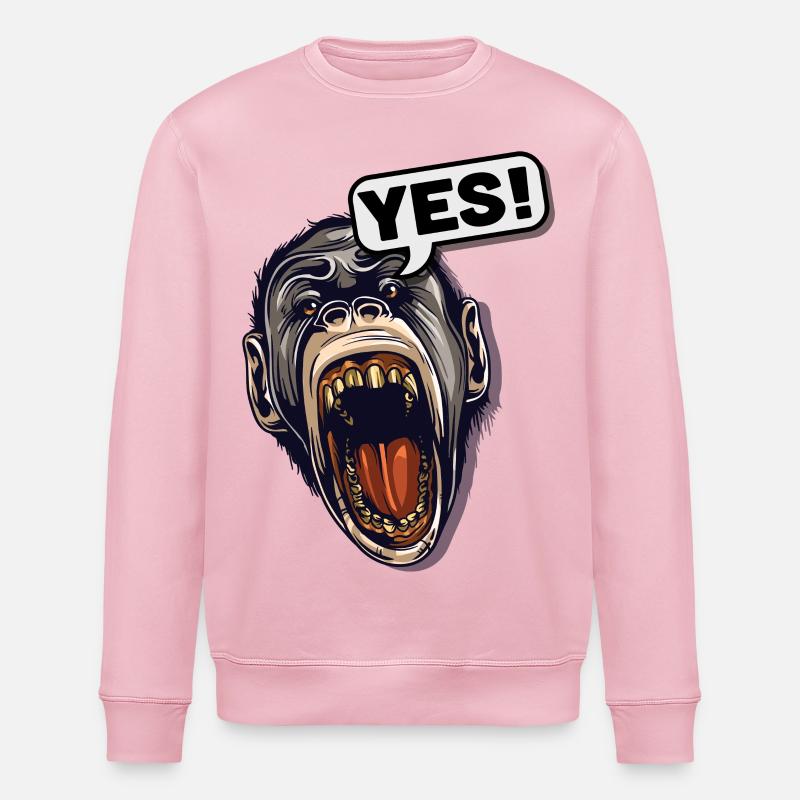 YES! Primat Affe Schimpanse - Stanley/Stella Unisex Bio-Sweatshirt ROLLER - Hellrosa