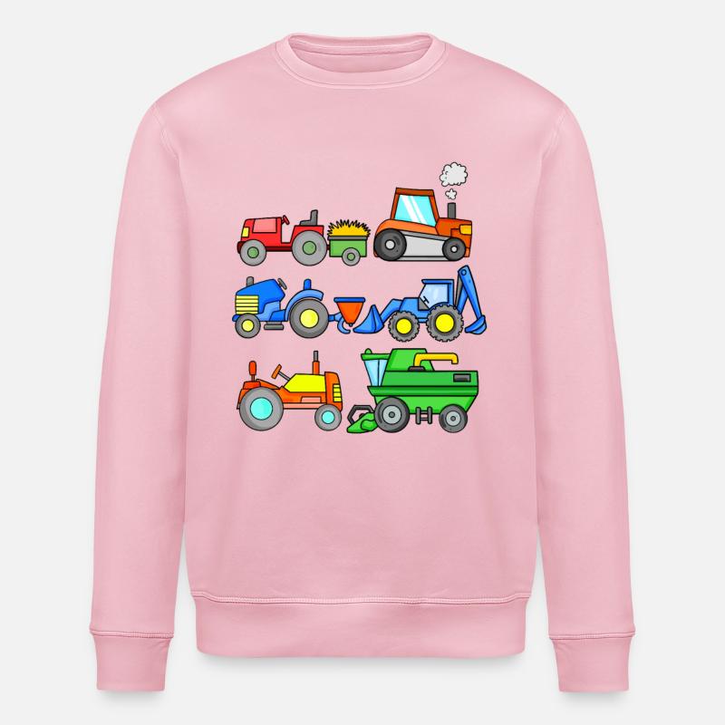 Construction site vehicles - Stanley/Stella ROLLER Unisex Organic Sweatshirt - cotton pink