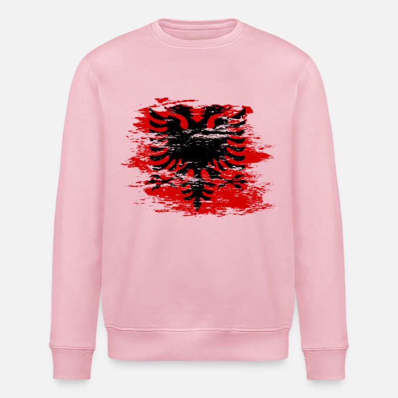 Drapeau de l’Albanie utilisé - Sweat bio ROLLER Stanley/Stella Unisexe - rose pâle