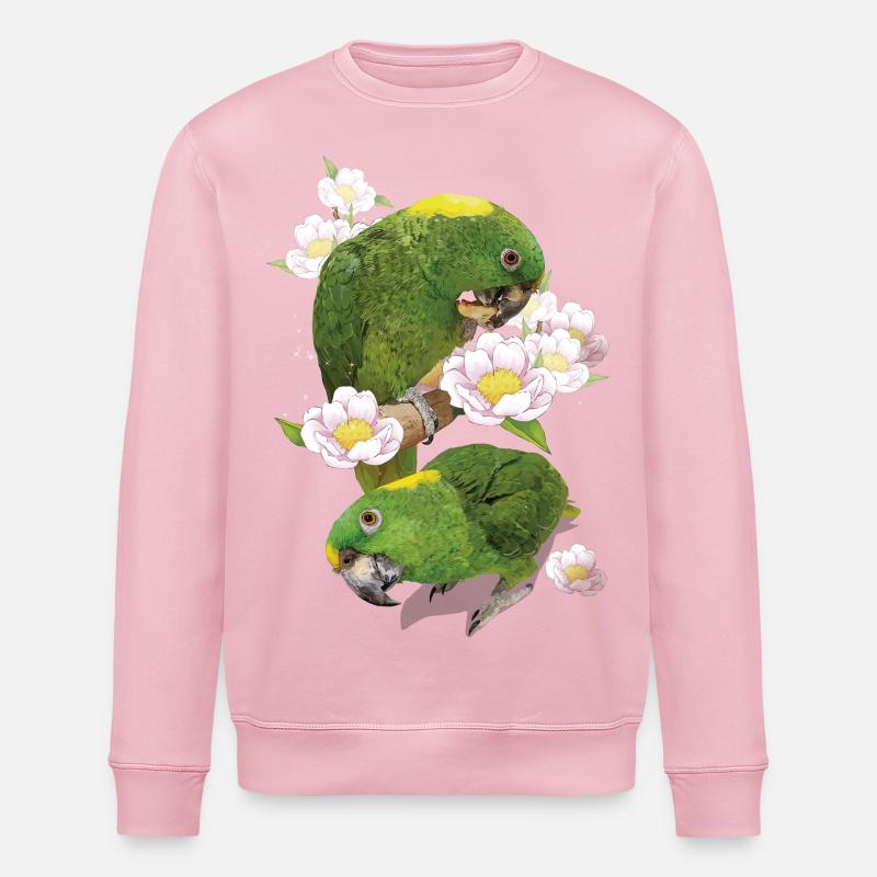 Le perroquet à nuque jaune - Sweat bio ROLLER Stanley/Stella Unisexe - rose pâle