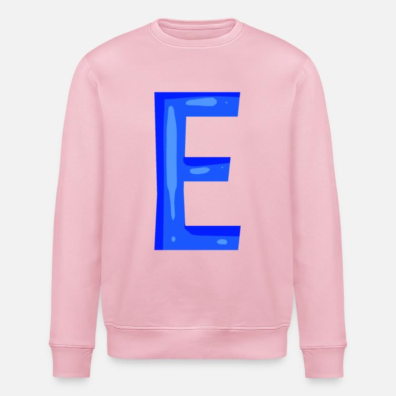 Letter E initial letter blue - Stanley/Stella ROLLER Unisex Organic Sweatshirt - cotton pink