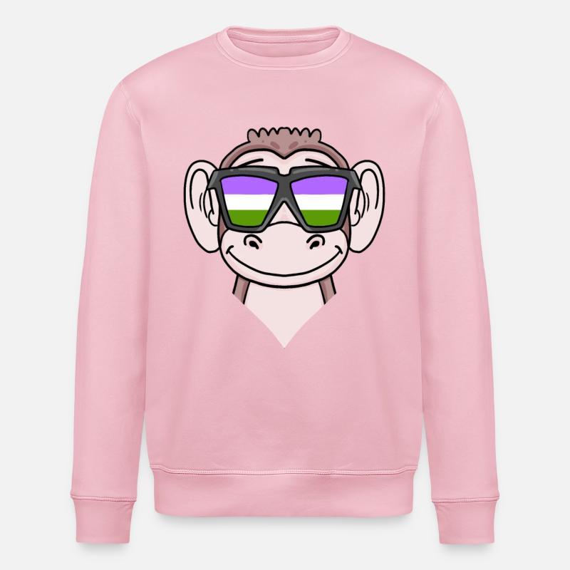 Genderqueer Affe - Stanley/Stella Unisex Bio-Sweatshirt ROLLER - Hellrosa