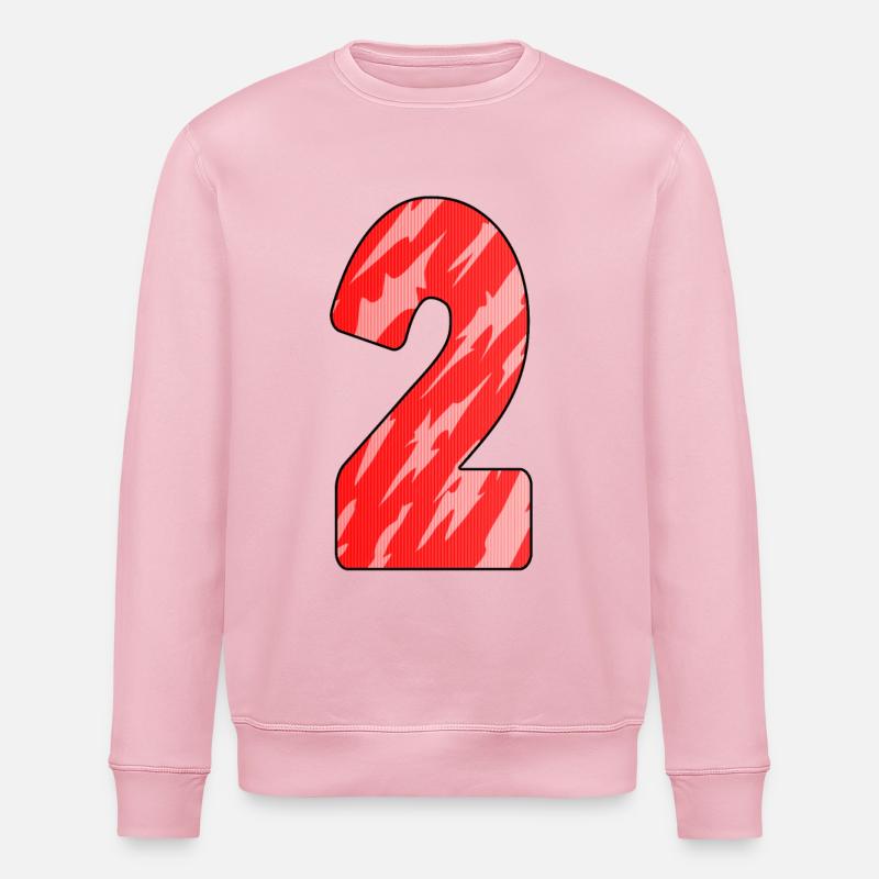 Number 2 Red Pattern - Stanley/Stella ROLLER Unisex Organic Sweatshirt - cotton pink