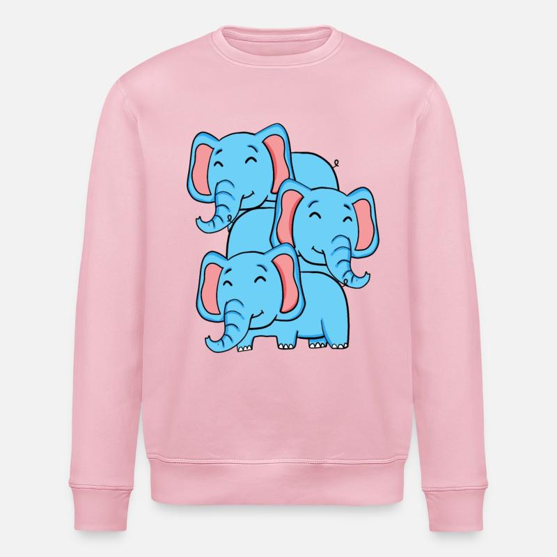 Niedliche Elefanten - Elefant - Stanley/Stella Unisex Bio-Sweatshirt ROLLER - Hellrosa