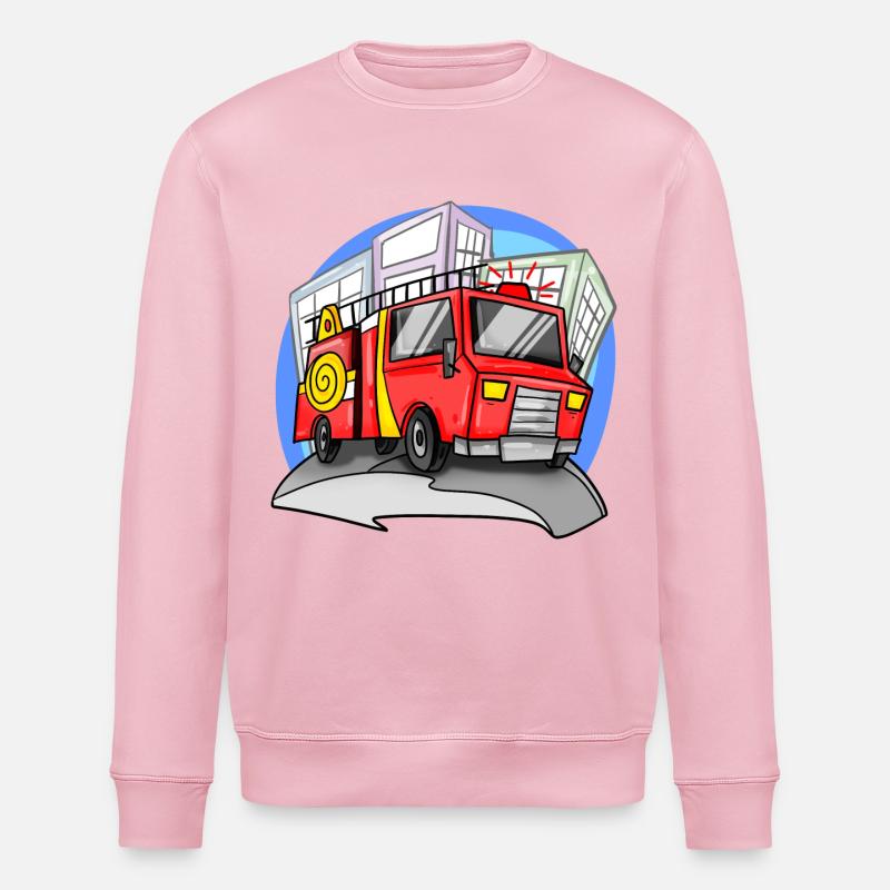 Fire brigade fire engine - Stanley/Stella ROLLER Unisex Organic Sweatshirt - cotton pink