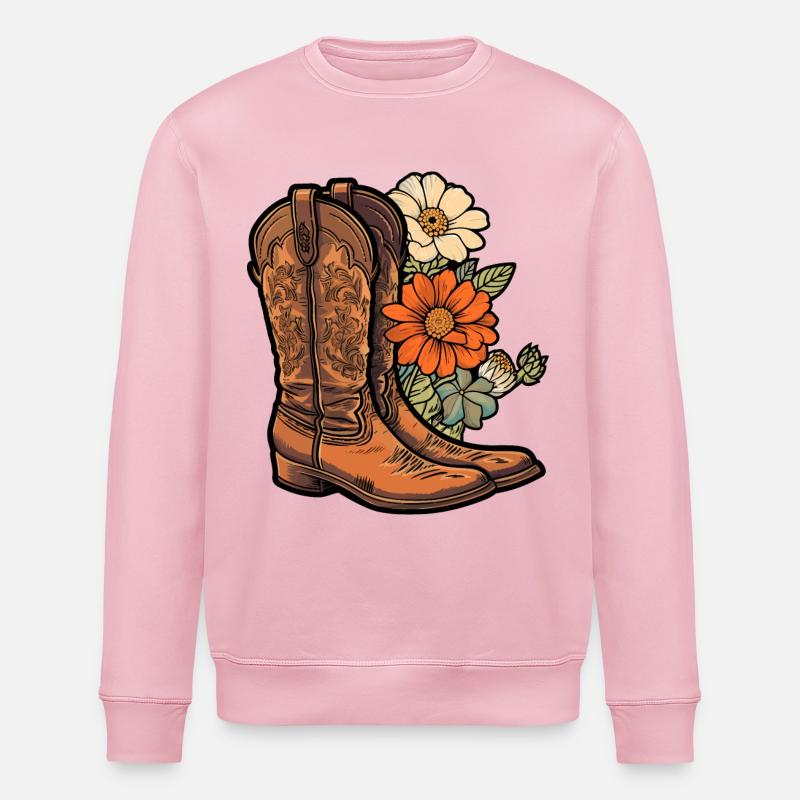 Cowboy Stiefel Blumen - Stanley/Stella Unisex Bio-Sweatshirt ROLLER - Hellrosa