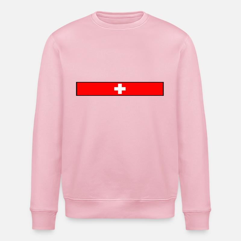 Schweiz Flagge - Stanley/Stella Unisex Bio-Sweatshirt ROLLER - Hellrosa