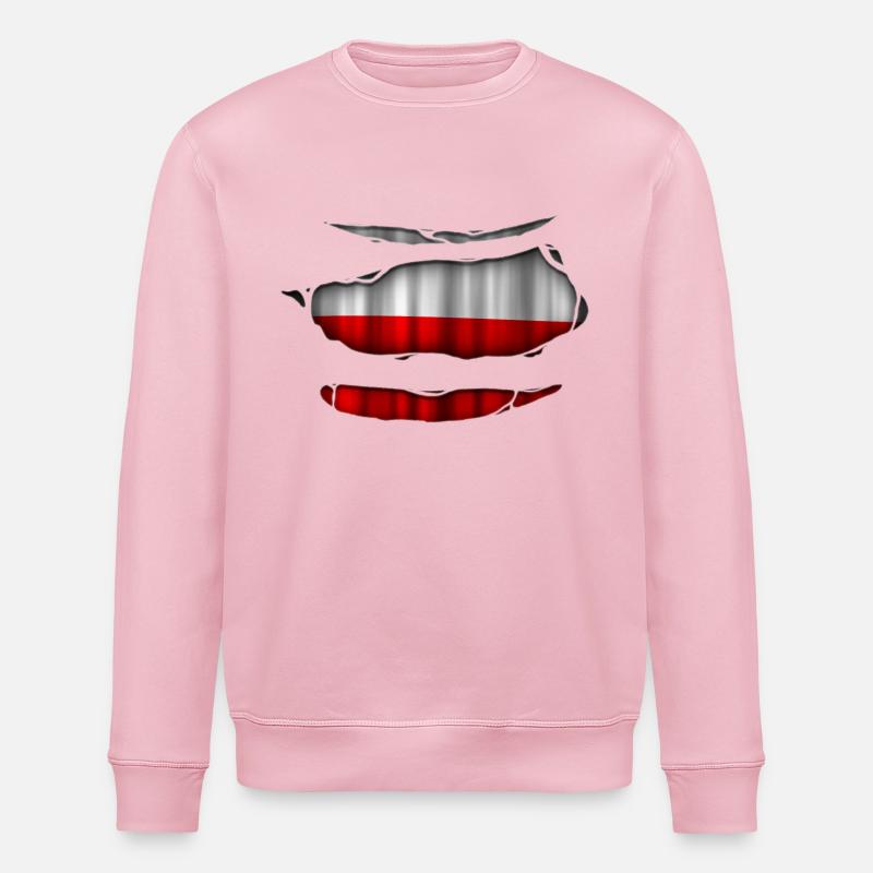 Pologne Drapeau Ripped 017 - Sweat bio ROLLER Stanley/Stella Unisexe - rose pâle