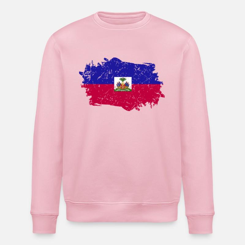 Drapeau d’Haïti Grunge Drapeau d’Haïti - Sweat bio ROLLER Stanley/Stella Unisexe - rose pâle