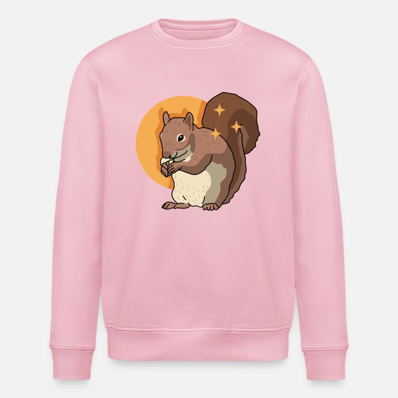 Cute Squirrel Grey Squirrel Gift - Stanley/Stella ROLLER Unisex Organic Sweatshirt - cotton pink