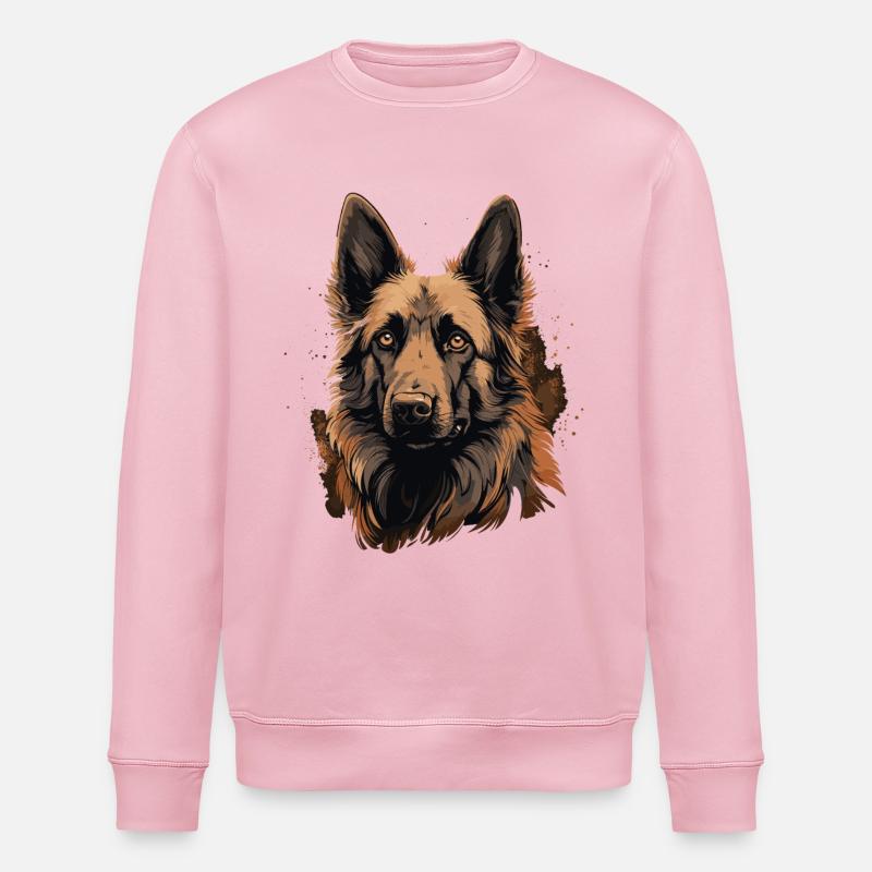 Belgischer Schäferhund Hunderasse Gesicht - Stanley/Stella Unisex Bio-Sweatshirt ROLLER - Hellrosa
