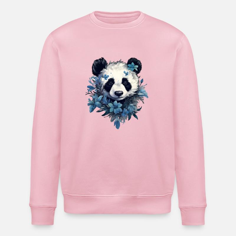 Panda Blumen-Design - Stanley/Stella Unisex Bio-Sweatshirt ROLLER - Hellrosa