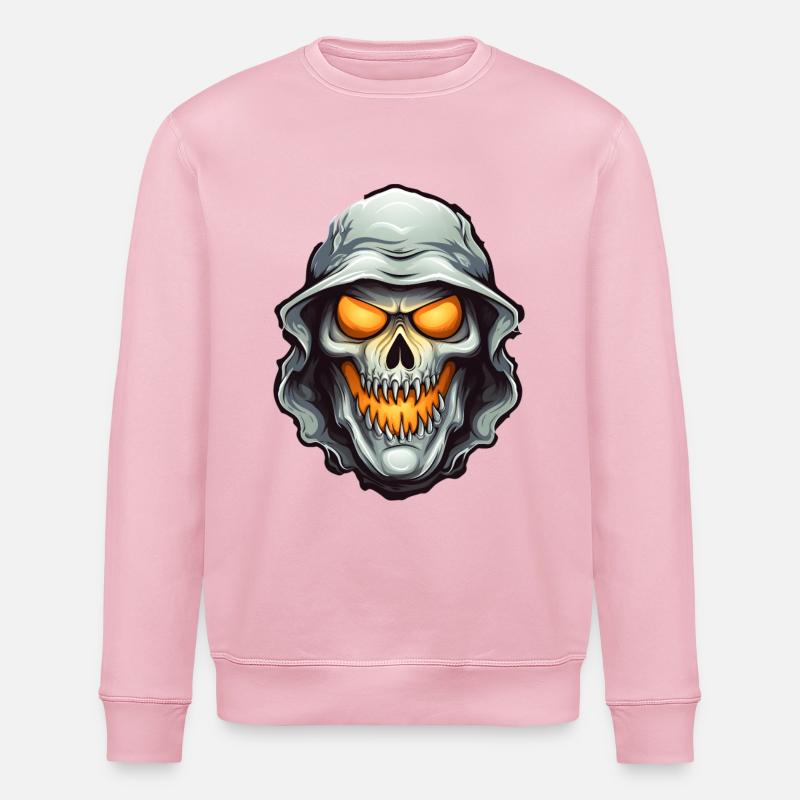 Squelette de crâne Halloween - Sweat bio ROLLER Stanley/Stella Unisexe - rose pâle