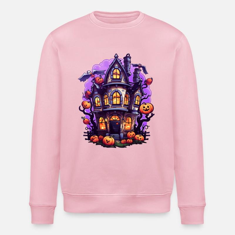 Comic Halloween Spukhaus - Stanley/Stella Unisex Bio-Sweatshirt ROLLER - Hellrosa