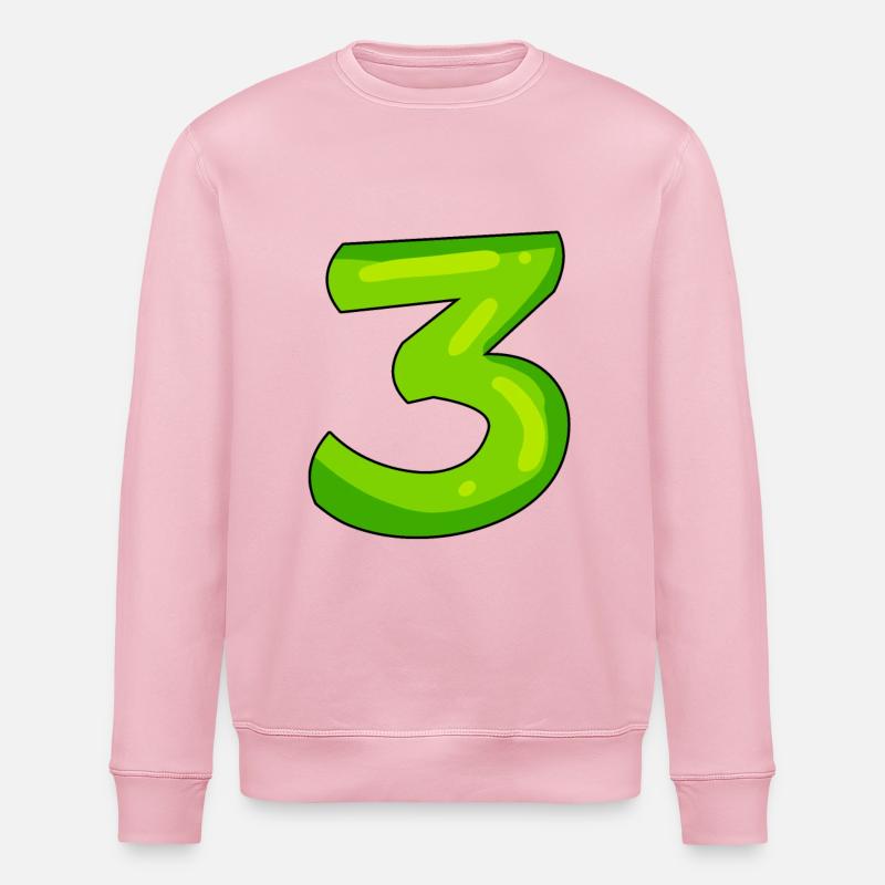Chiffre 3 vert - Sweat bio ROLLER Stanley/Stella Unisexe - rose pâle