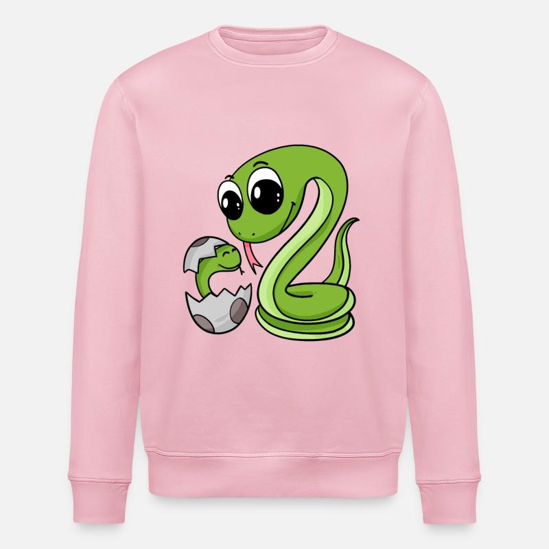 Serpent avec bébé serpent - Sweat bio ROLLER Stanley/Stella Unisexe - rose pâle
