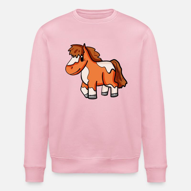 Shetlandpony Pferd - Stanley/Stella Unisex Bio-Sweatshirt ROLLER - Hellrosa