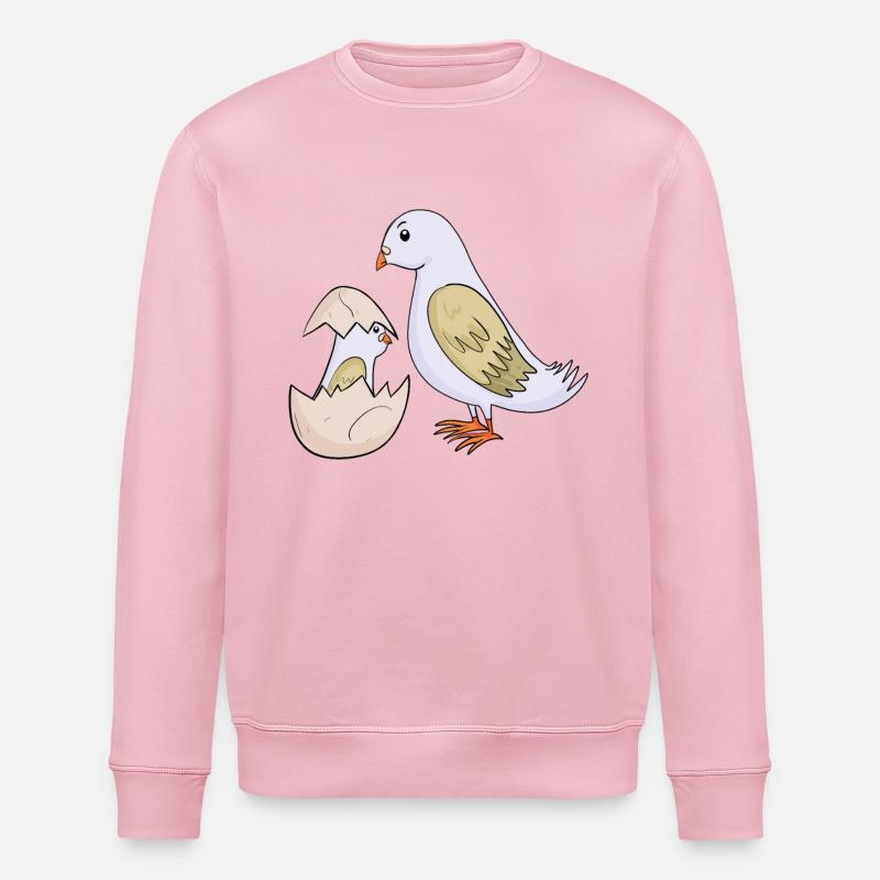 Taube mit Baby Taube - Stanley/Stella Unisex Bio-Sweatshirt ROLLER - Hellrosa