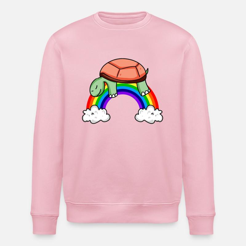 Rainbow Turtle - Stanley/Stella ROLLER Unisex Organic Sweatshirt - cotton pink